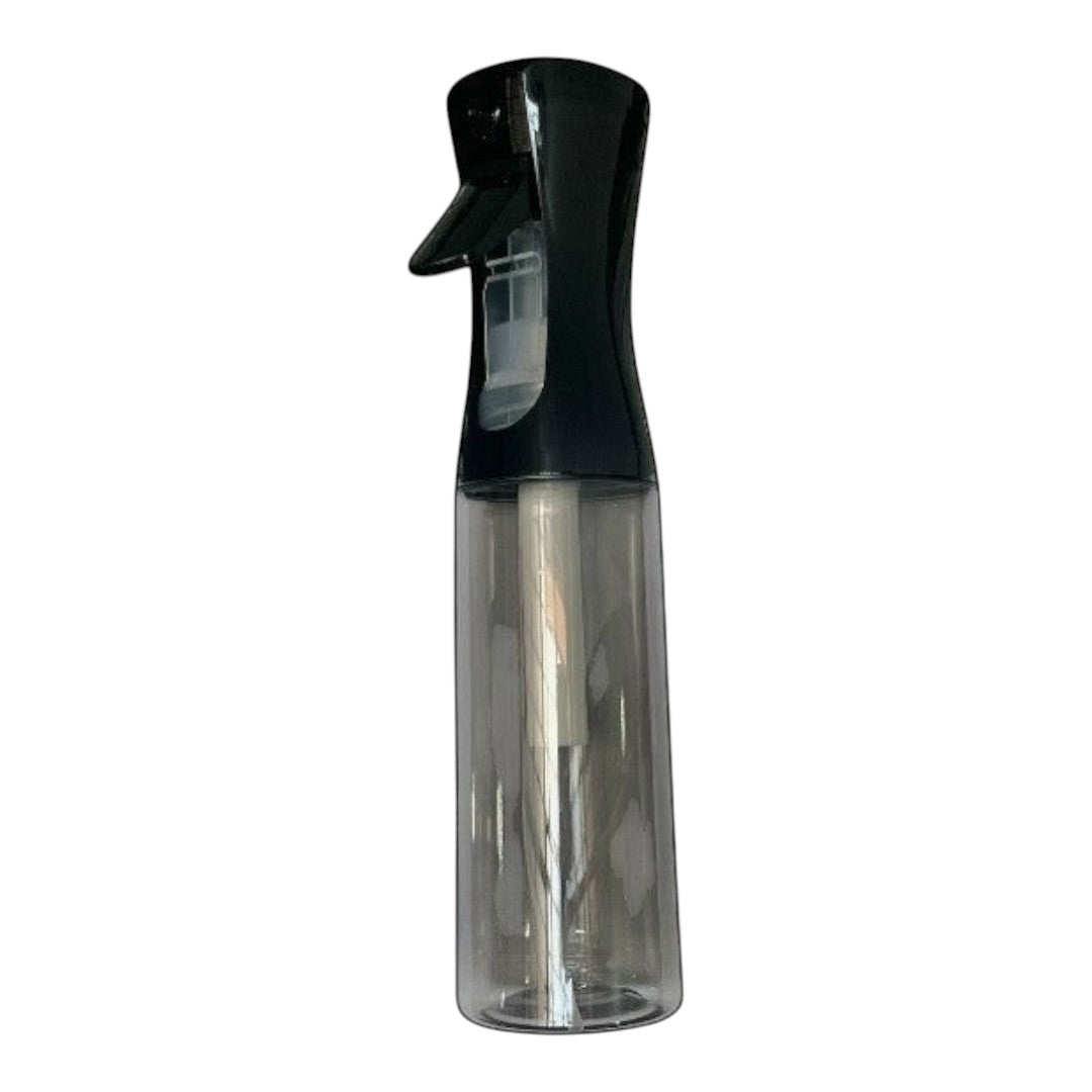 Atomizador continuo DL STORE de plástico transparente y negro, 300 ml, para peluquería y cuidado del cabello.