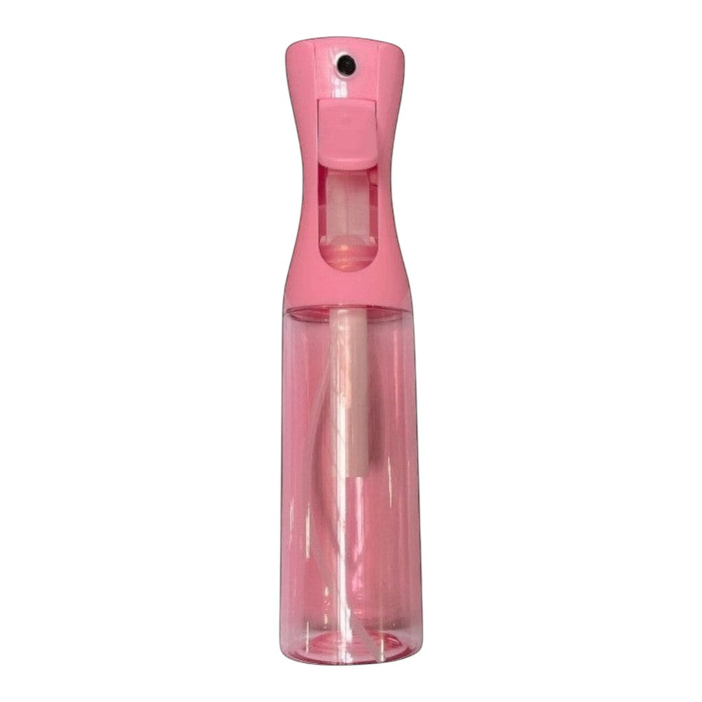 Atomizador continuo DL STORE de plástico rosa de 300 ml con pulverizador ergonómico para peluquería y cuidado del cabello.