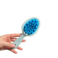 DL STORE Cepillo desenredante azul y gris con mango ergonómico y cerdas de silicona flexibles para todo tipo de cabello.