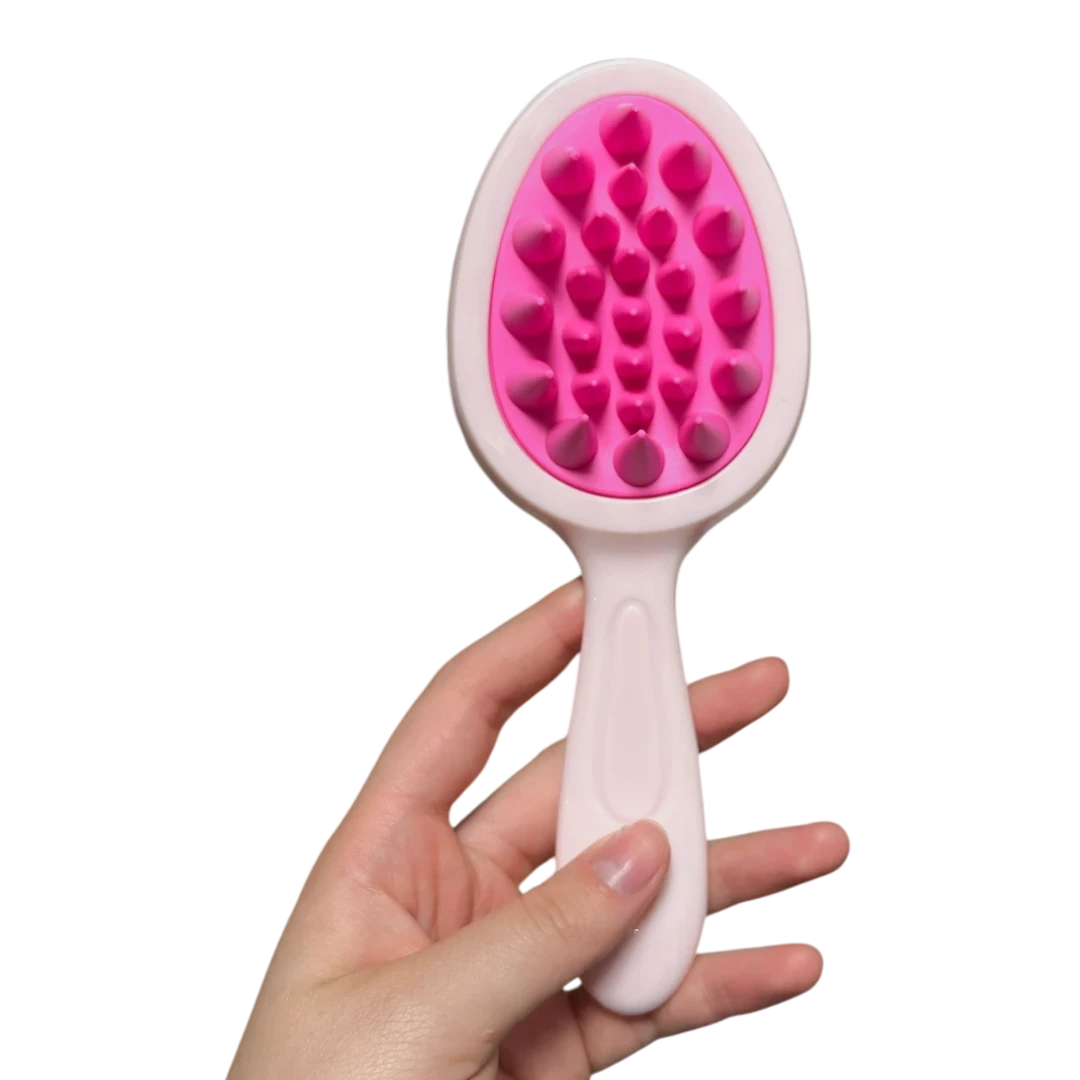 DL STORE Cepillo desenredante rosa de silicona con mango ergonómico para todo tipo de cabello.