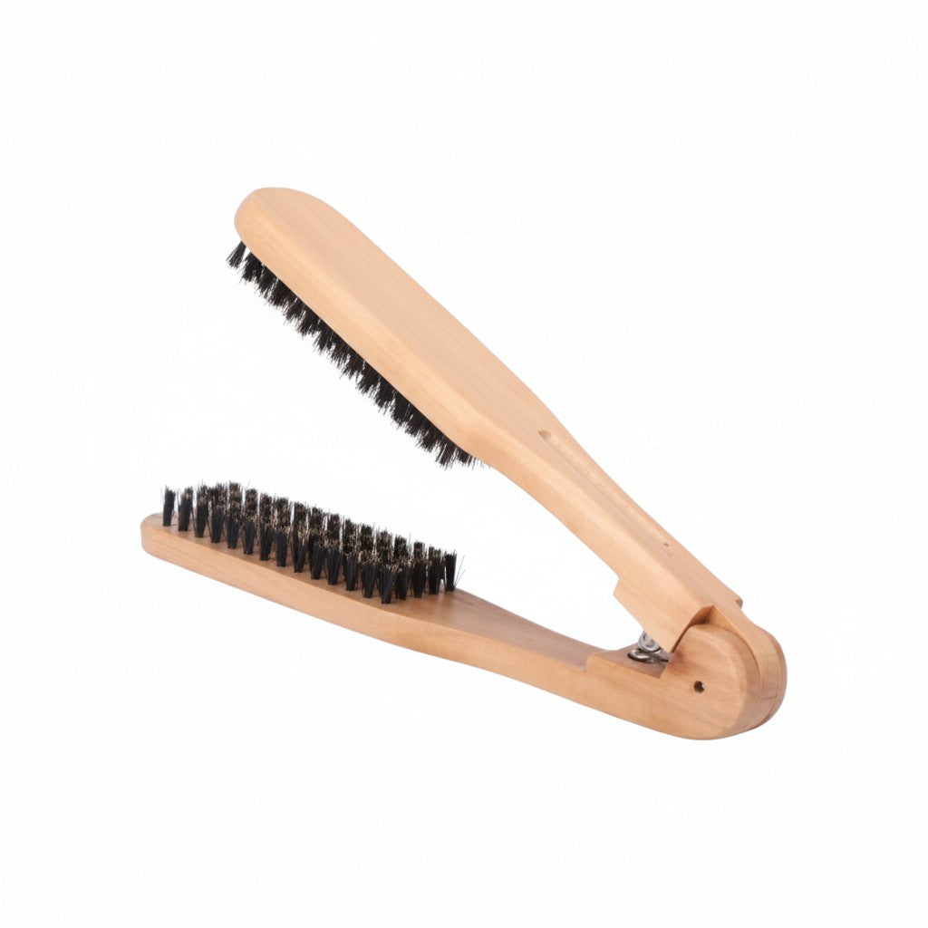DL STORE Cepillo doble de madera para peinar y alisar el cabello, con cerdas negras.