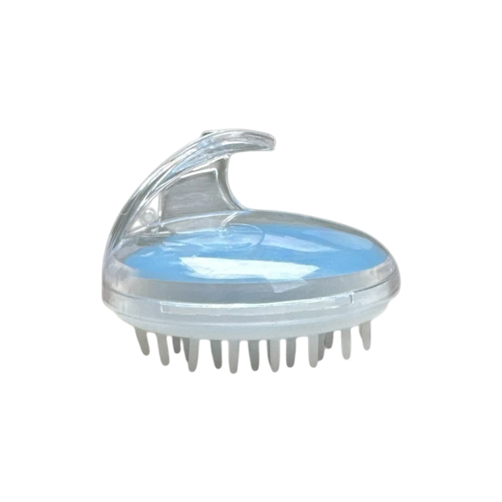DL STORE Cepillo masajeador de cuero cabelludo azul con púas de silicona para estimular el crecimiento del cabello.