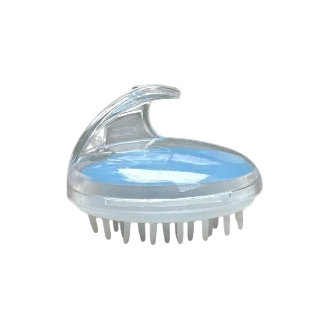 DL STORE Cepillo masajeador de cuero cabelludo azul con púas de silicona para estimular el crecimiento del cabello.