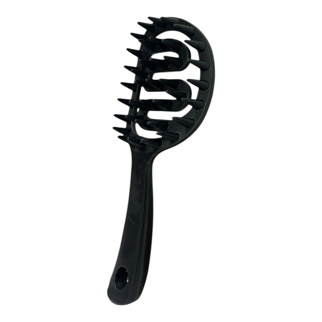 DL STORE cepillo de secado negro de plástico con dientes anchos y flexibles para cabello rizado y texturizado