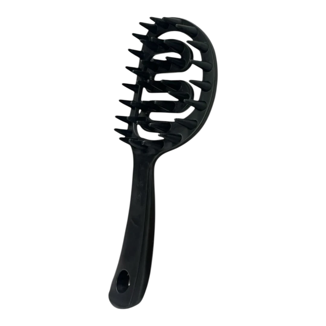 DL STORE cepillo de secado negro de plástico con dientes anchos y flexibles para cabello rizado y texturizado