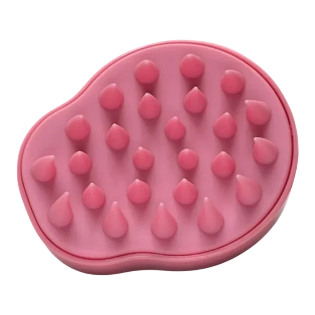 DL STORE Masajeador de cuero cabelludo rosa de silicona para crecimiento del cabello, con dientes suaves para limpieza profunda y estimulación.