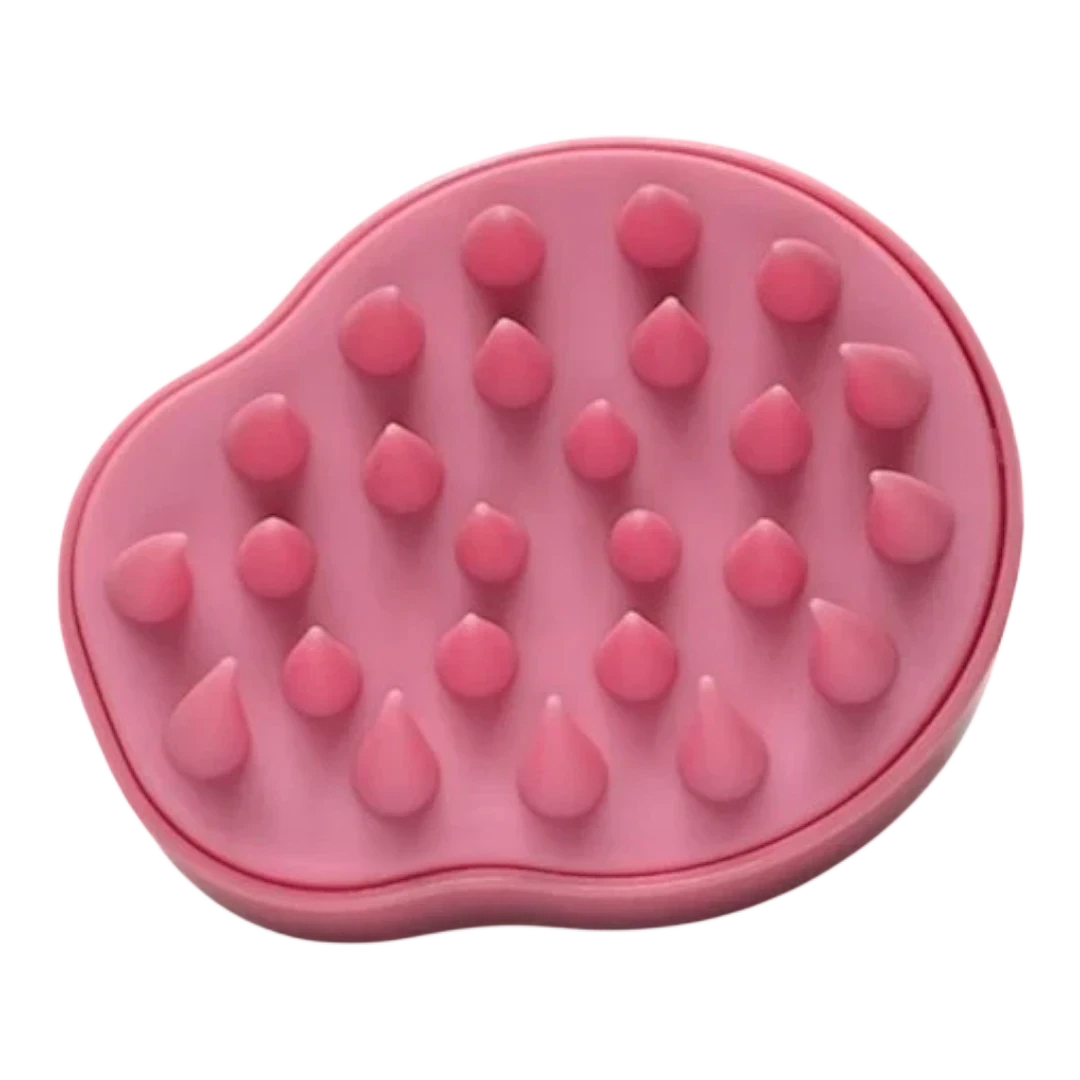 DL STORE Masajeador de cuero cabelludo rosa de silicona para crecimiento del cabello, con dientes suaves para limpieza profunda y estimulación.