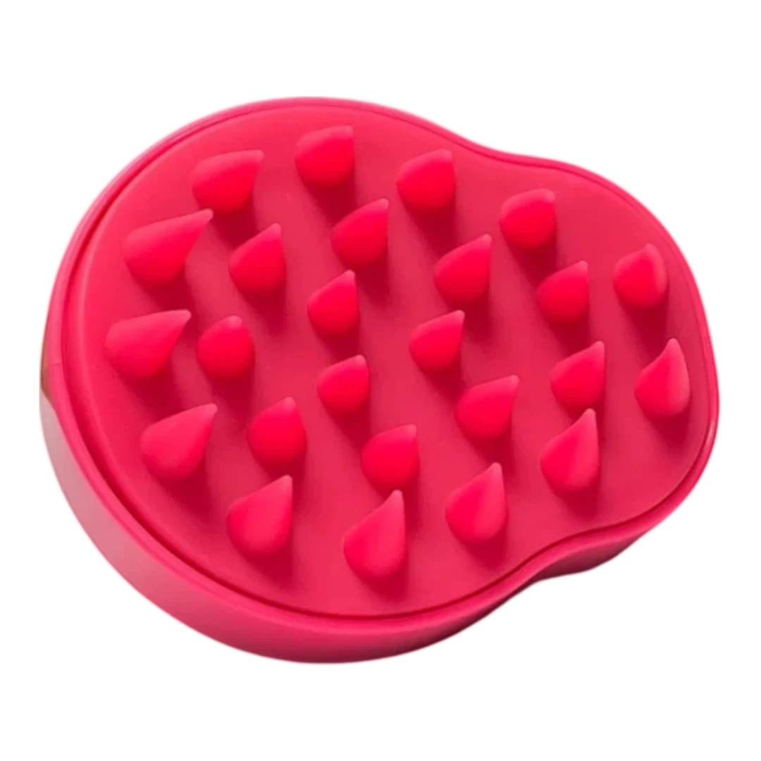 DL STORE Masajeador de cuero cabelludo rosa de silicona para crecimiento del cabello, con dientes suaves para estimular la circulación.