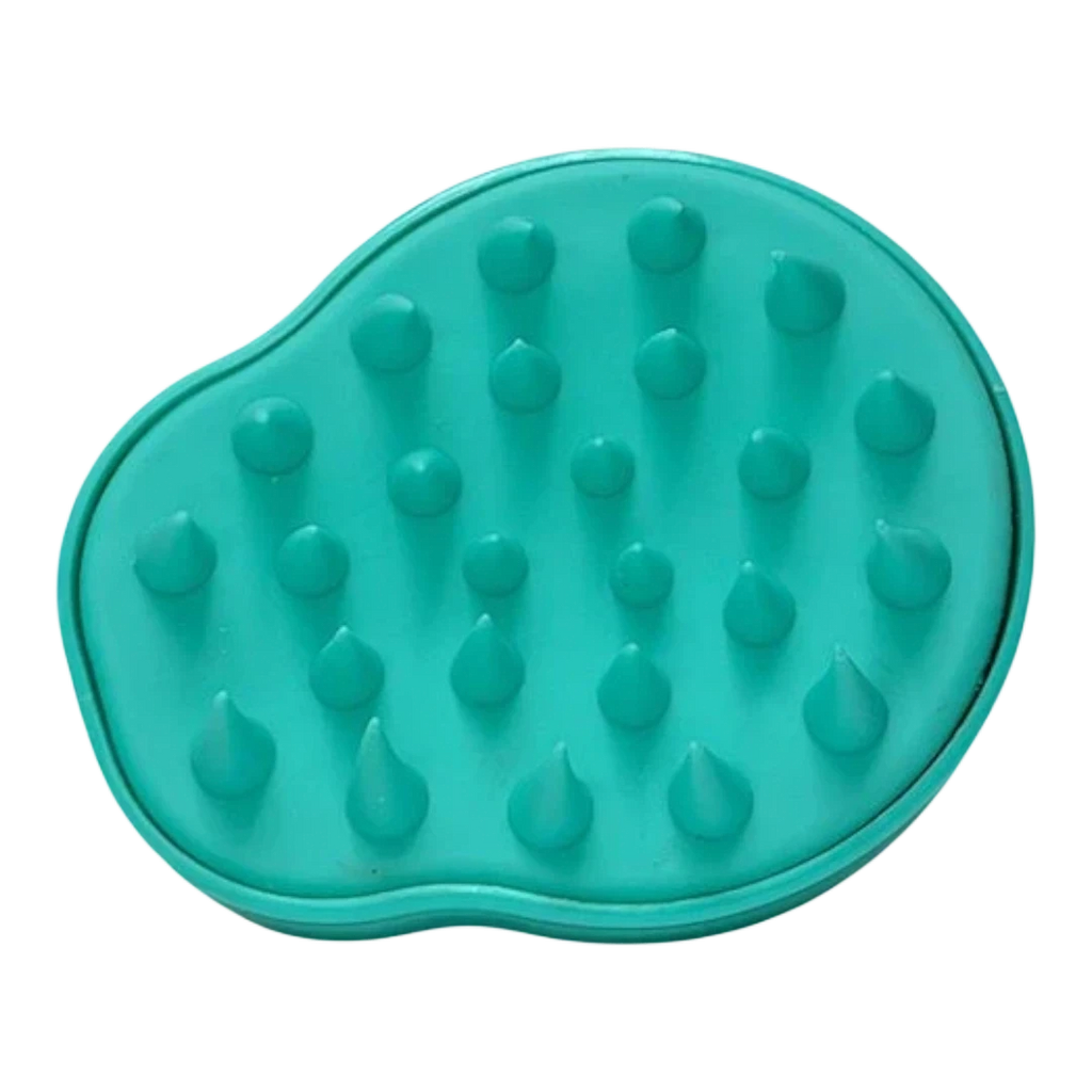 DL STORE Masajeador de cuero cabelludo turquesa de silicona para crecimiento del cabello, con dientes suaves para estimular la circulación.
