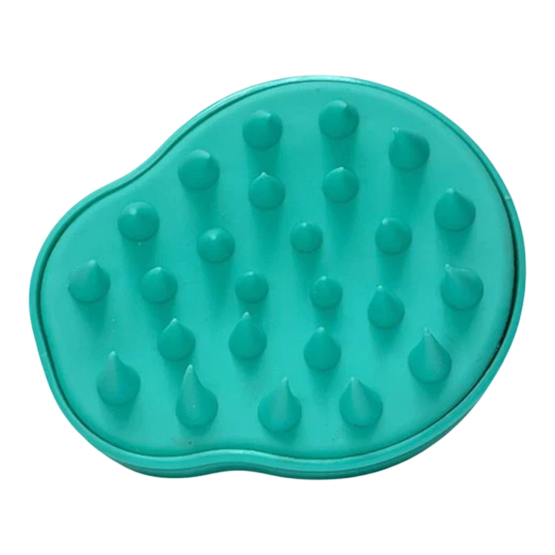 DL STORE Masajeador de cuero cabelludo turquesa de silicona para crecimiento del cabello, con dientes suaves para estimular la circulación.